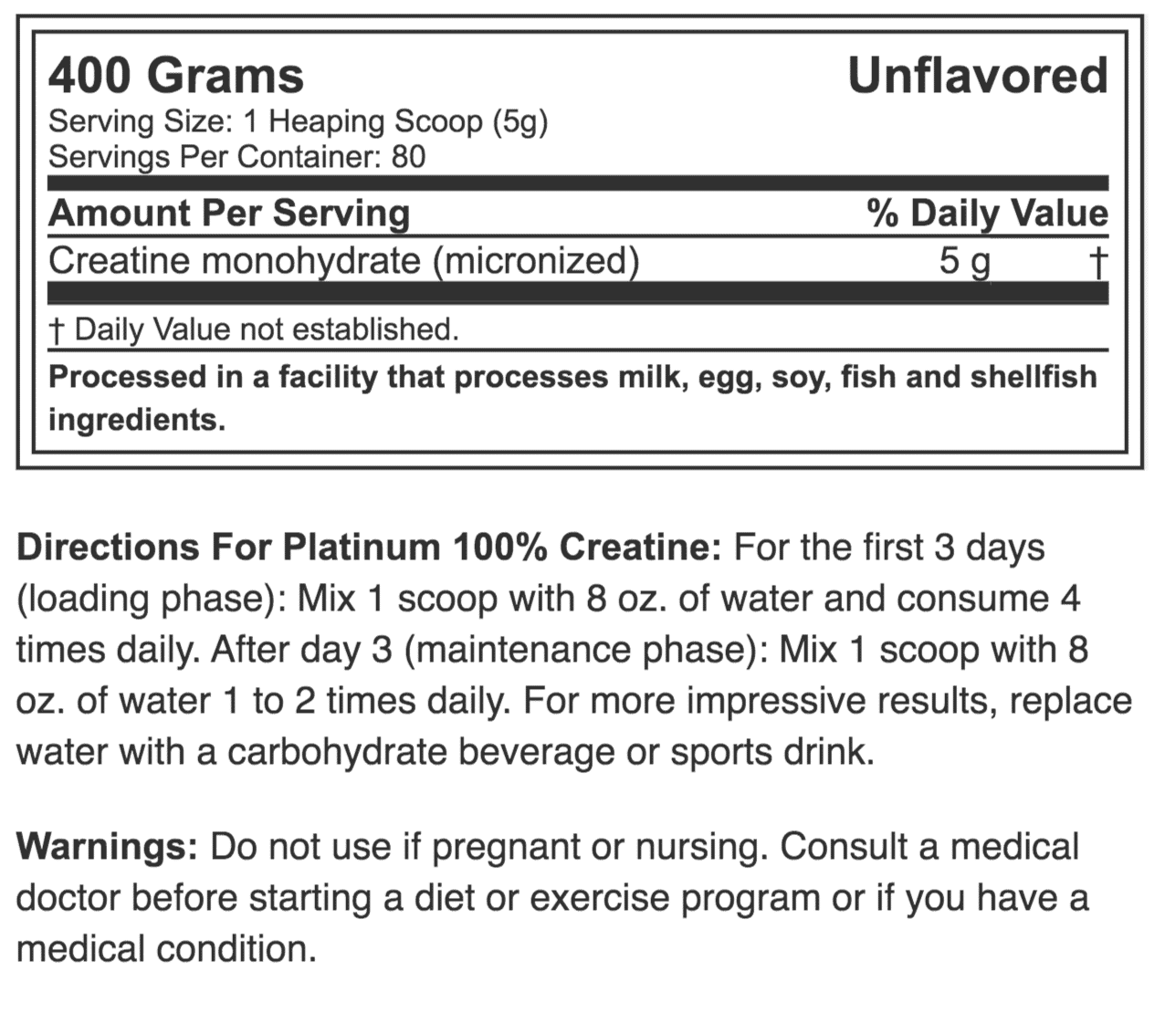 PLATINUM 100% CREATINA 400 GR "MUSCLETECH"