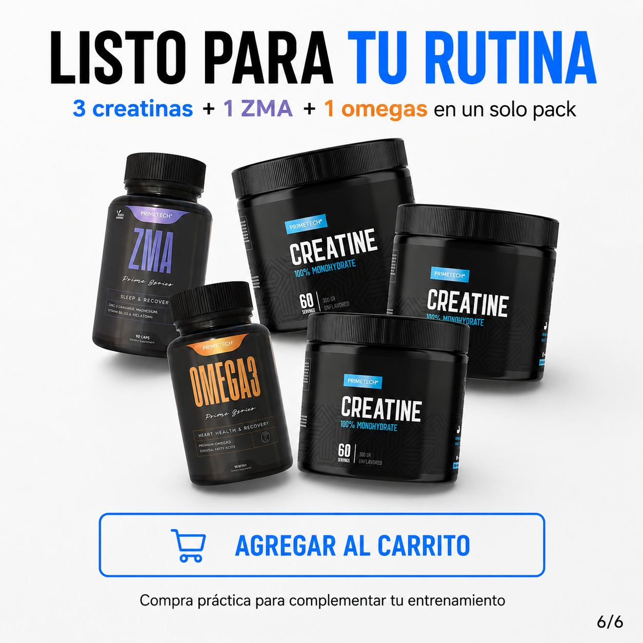 Pack x3 Creatina + Omega 3 + ZMA
