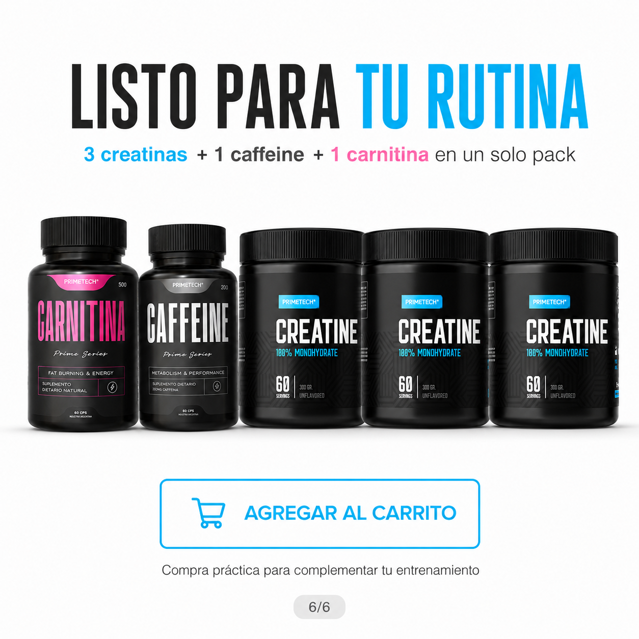 Pack Definición: x3 Creatina + Carnitina + Cafeína