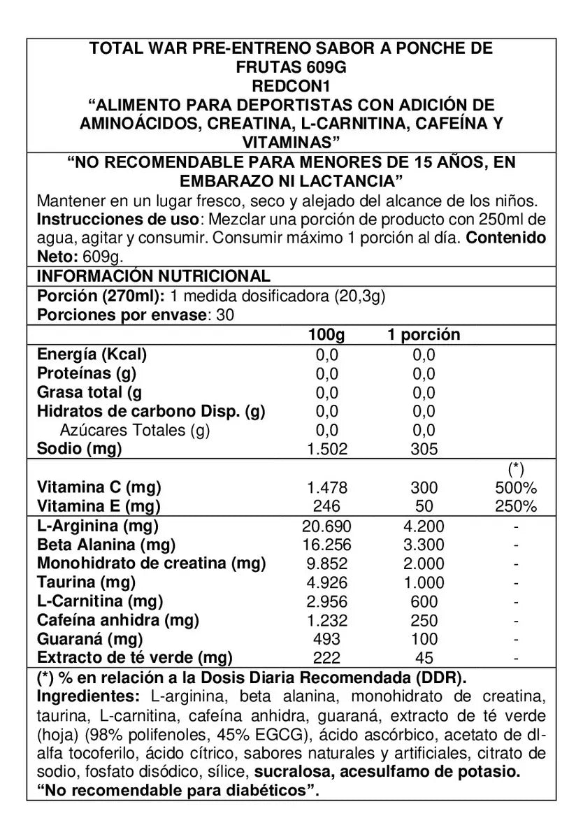 TOTAL WAR PRE ENTRENO 30 SERVS "REDCON1"