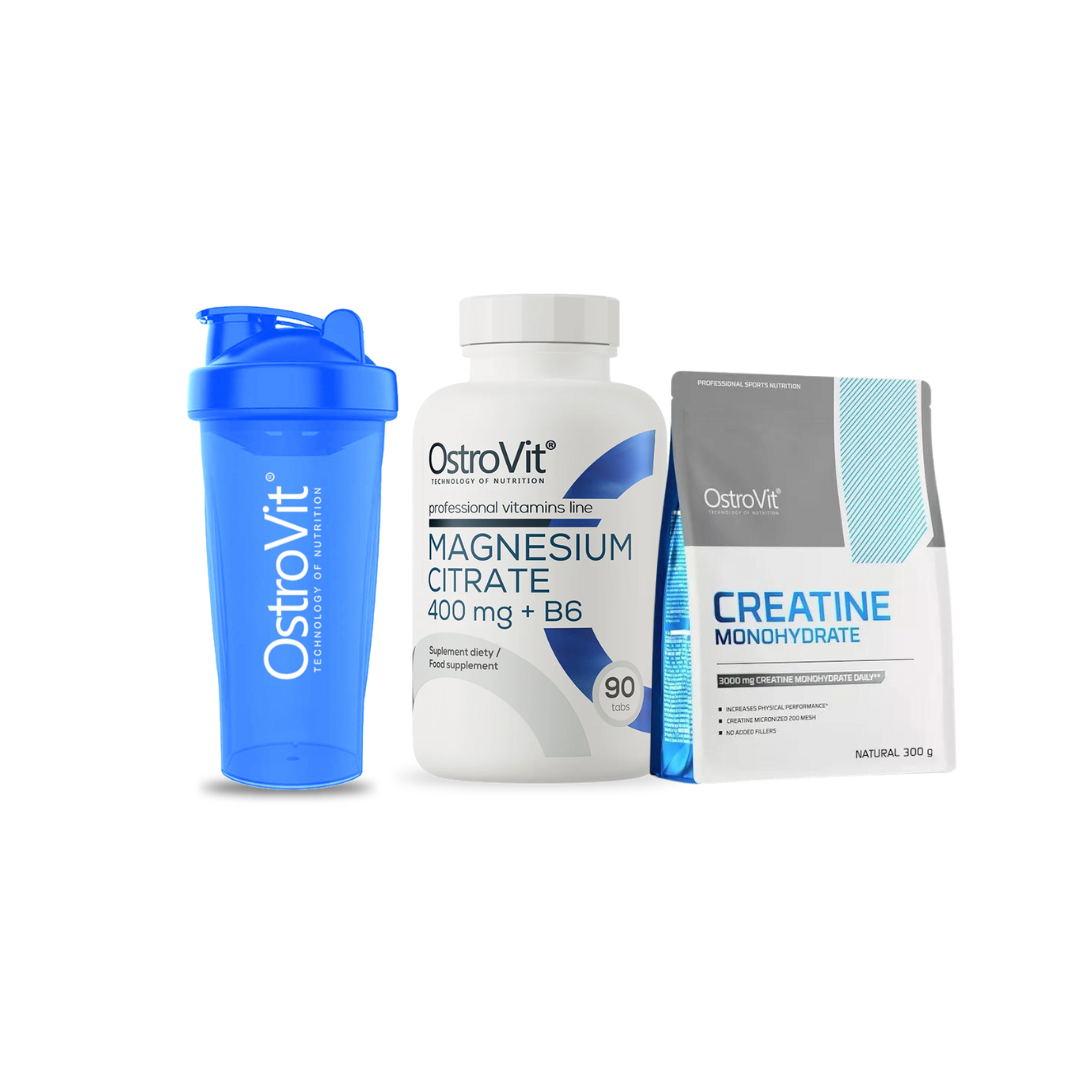 CITRATO DE MAGNESIO 400 MG + B6 "OSTROVIT" + CREATINA MONOHIDRATO OSTROVIT + SHAKER