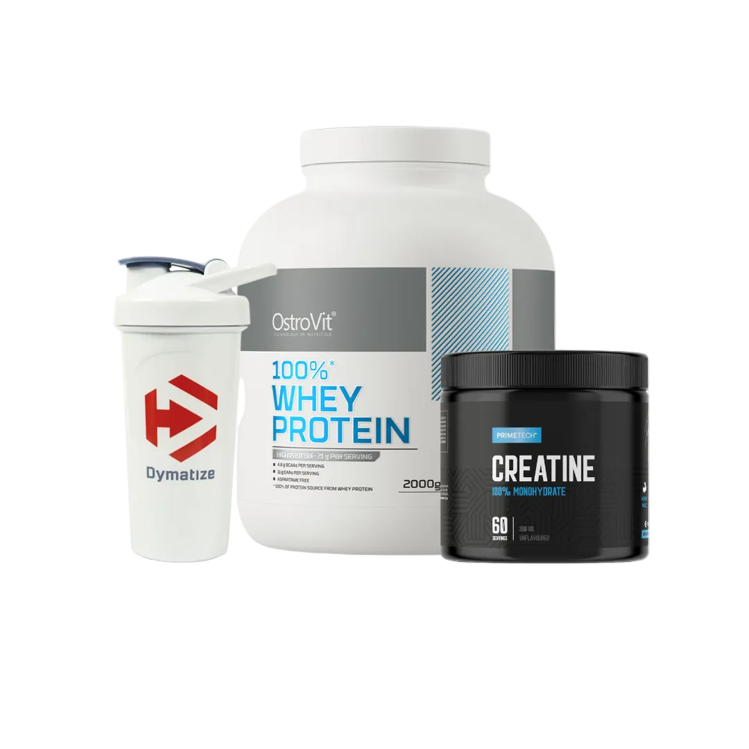 WHEY PROTEIN 2 KG "OSTROVIT" + CREATINA MONOHIDRATO 300 GR "PRIMETECH" + SHAKER