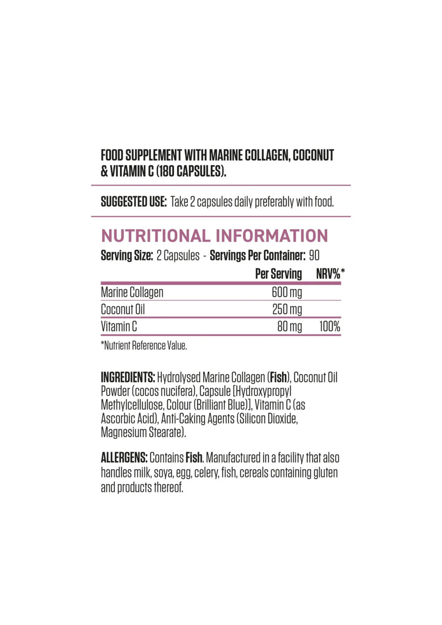 COLLAGEN + COCONUT 180 CAPS "APPLIED NUTRITION"