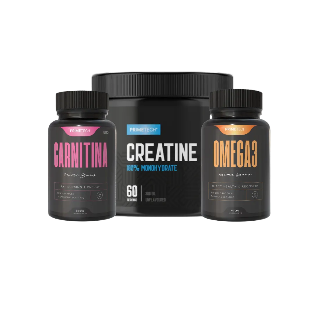 CREATINA MONOHIDRATO 300 GR "PRIMETECH" + 2 VITAMINAS "PRIMETECH"