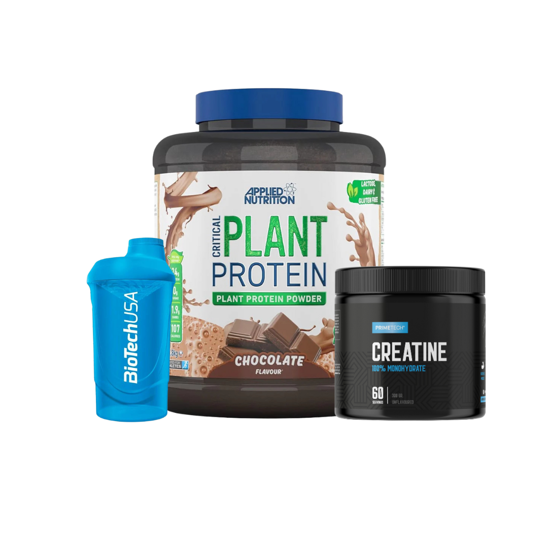 PLANT PROTEIN 2 KG "APPLIED NUTRITION" + CREATINA MONOHIDRATO PRIMETECH 300 GR + SHAKER DE REGALO