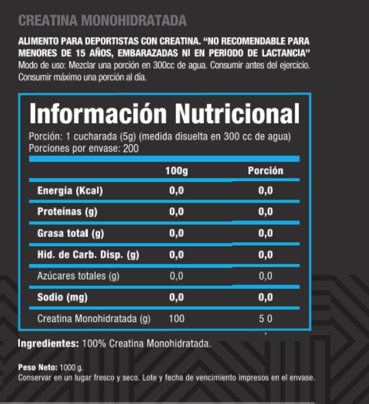 CREATINA MONOHIDRATO 1000 GR "PRIMETECH"