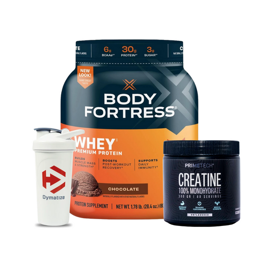 PROTEINA 100% ISOLATE PROTEIN BODY FORTRESS (680 GR) + CREATINA MONOHIDRATO 300 GR "PRIMETECH" + SHAKER