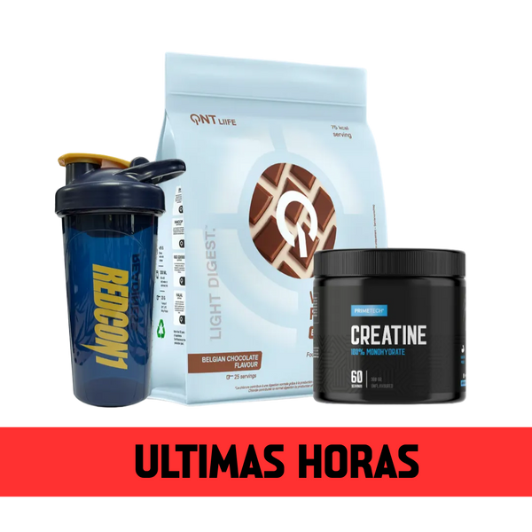 PROTEINA WHEY LIGH DIGEST 500 GR "QNT" + CREATINA MONOHIDRATO 300 GR "PRIMETECH" + SHAKER