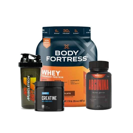 PROTEINA 100% ISOLATE PROTEIN BODY FORTRESS (680 GR) + CREATINA 100% MONOHIDRATO 300 GR "PRIMETECH" + ARGININA 60 CAPS + SHAKER DE REGALO