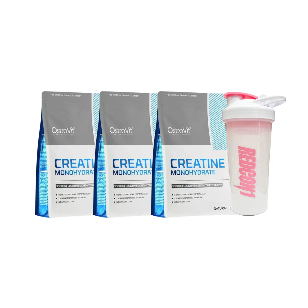 3 CREATINAS MONOHIDRATO OSTROVIT 300 GRS + SHAKER DE REGALO CON ENVIO GRATIS