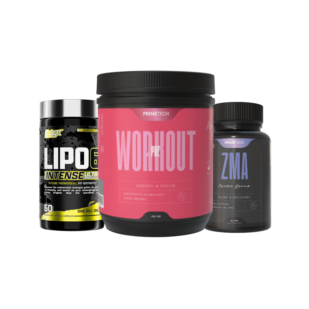 LIPO 6 BLACK INTENSE + PRE ENTRENO 450 GR "PRIMETECH" + SHAKER