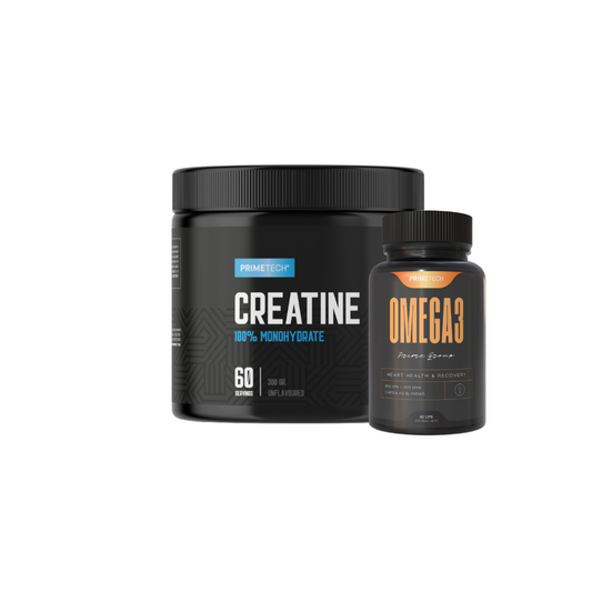 CREATINA MONOHIDRATO 300 GR "PRIMETECH" + OMEGA 3 60 CAPS "PRIMETECH"