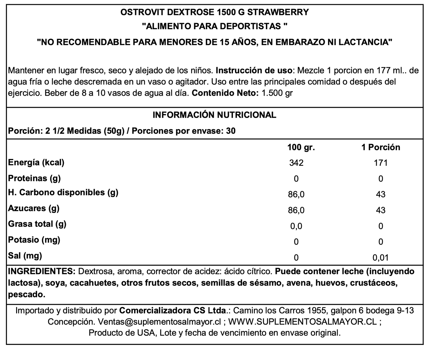 DEXTROSA 800 GR OSTROVIT