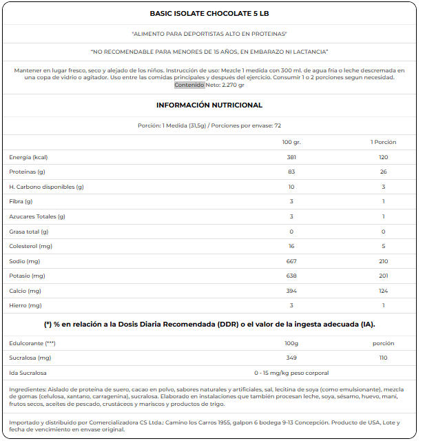 PROTEINA BASIC WHEY ISOLATE 5 LB