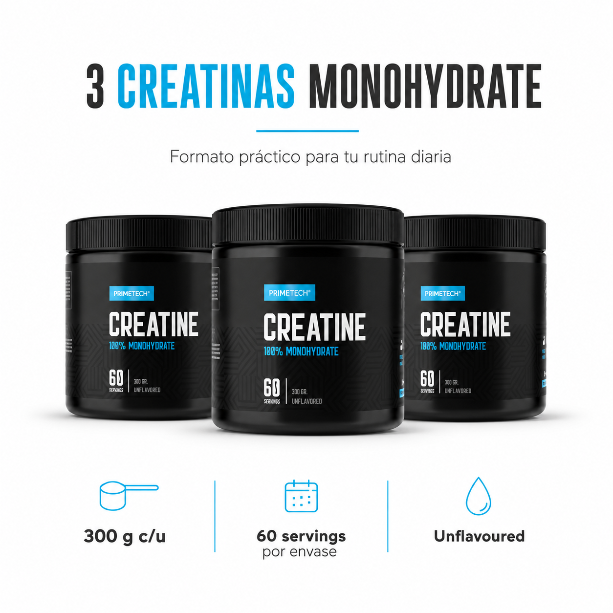 PACK X3 CREATINAS 300g + CARNITINA - PRIMETECH