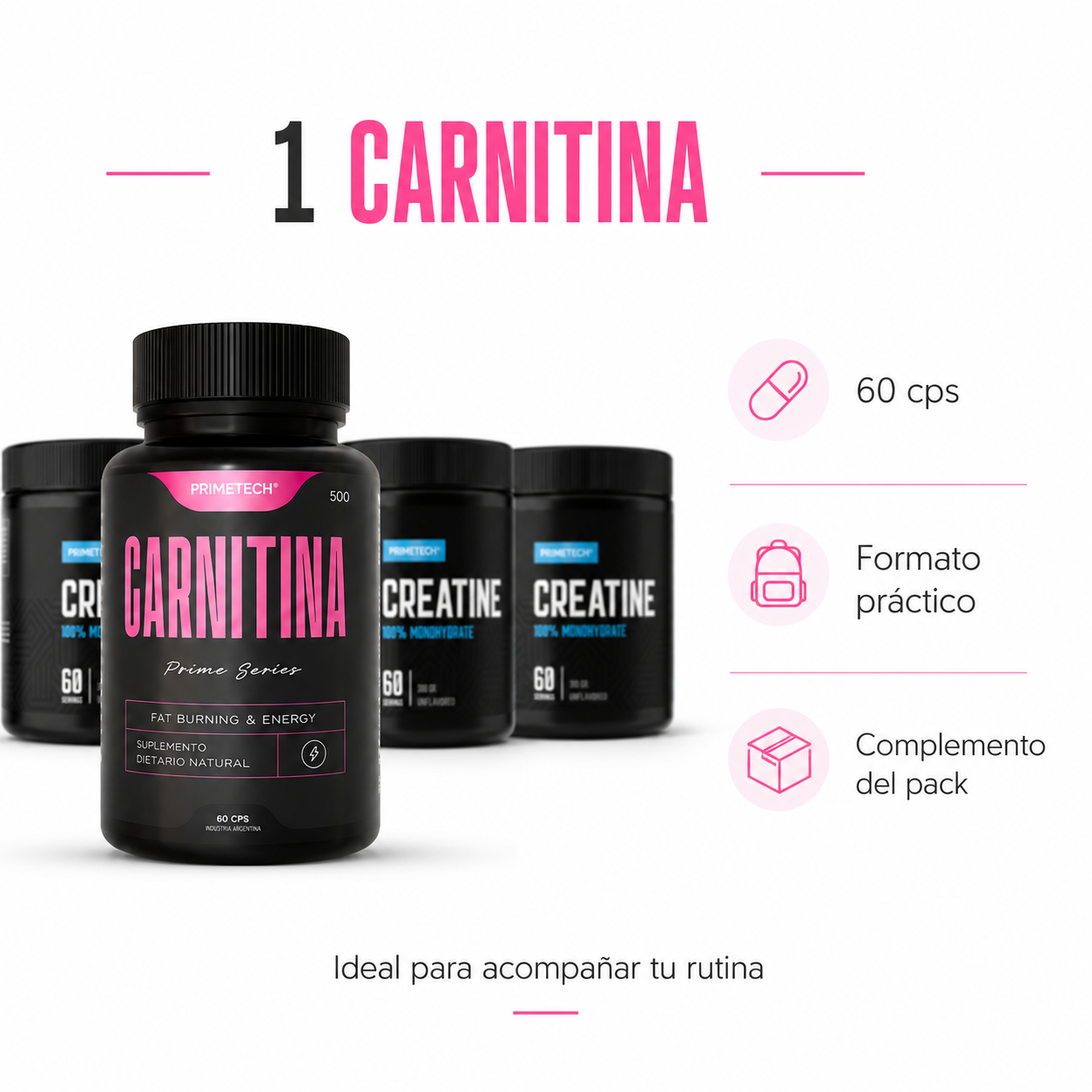 PACK X3 CREATINAS 300g + CARNITINA - PRIMETECH