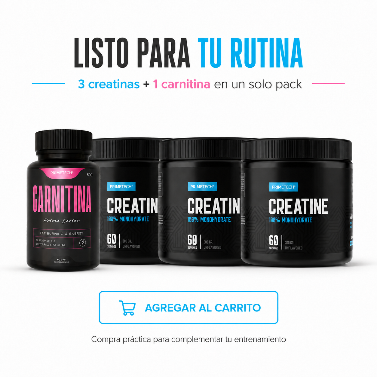 PACK X3 CREATINAS 300g + CARNITINA - PRIMETECH