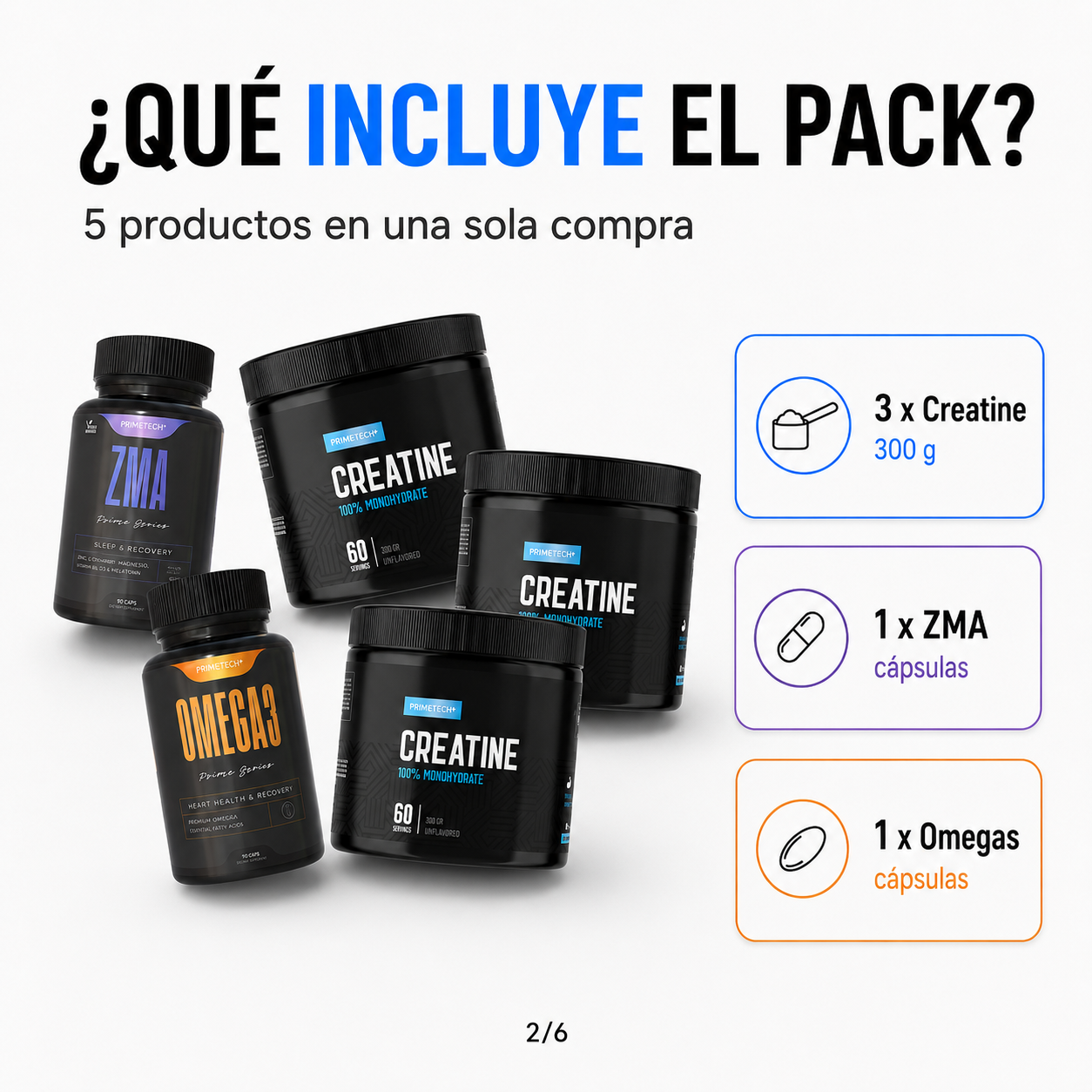 Pack x3 Creatina + Omega 3 + ZMA