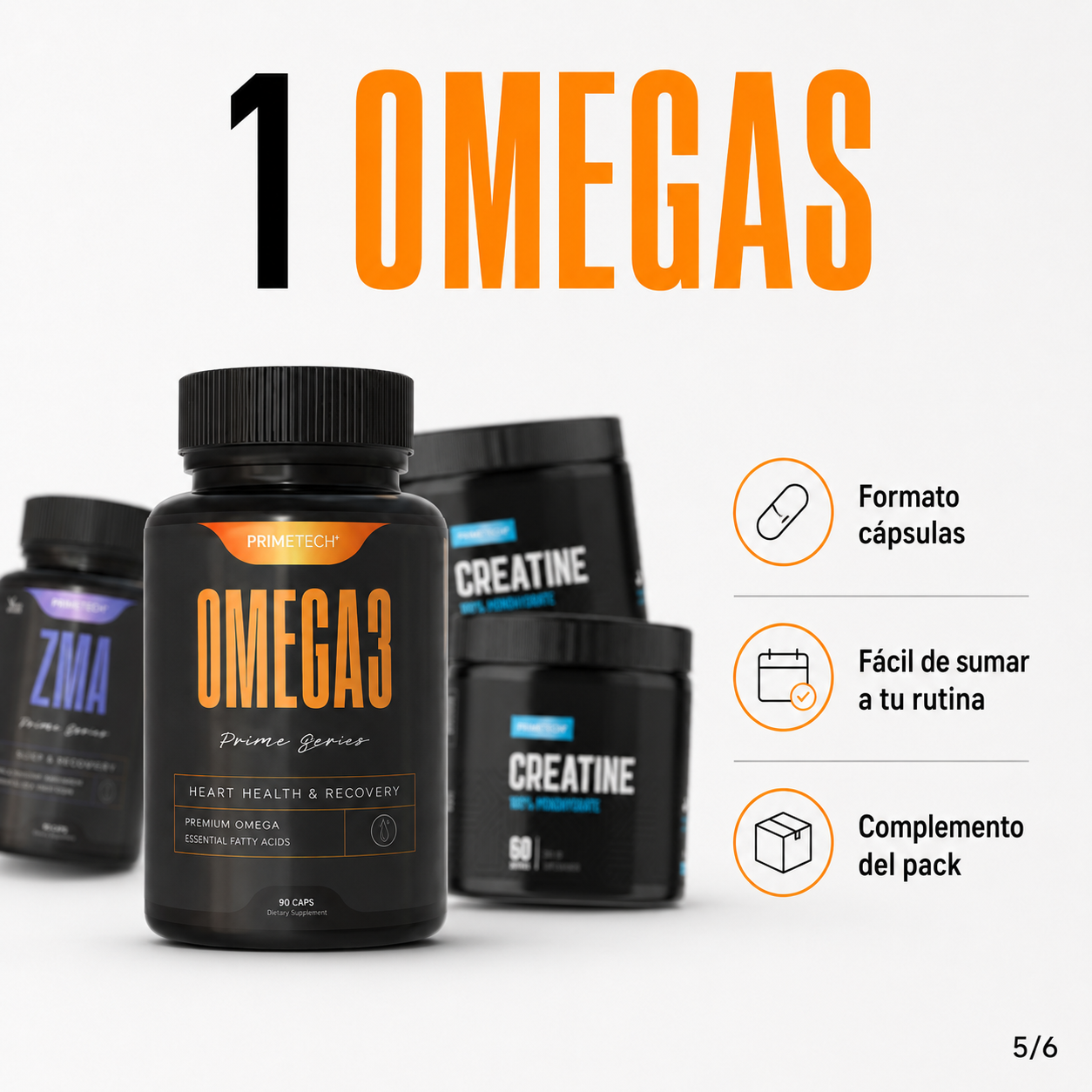 Pack x3 Creatina + Omega 3 + ZMA