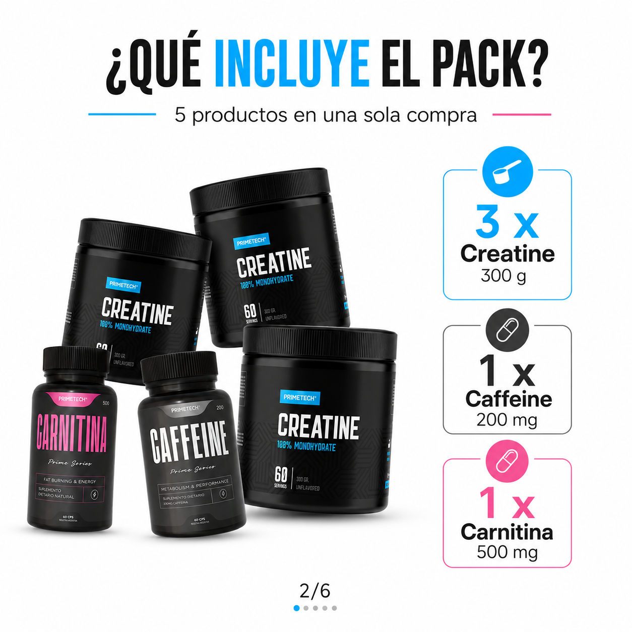 Pack Definición: x3 Creatina + Carnitina + Cafeína