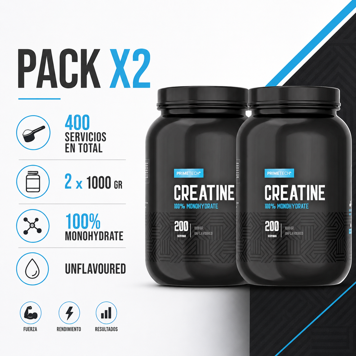 2 CREATINA MONOHIDRATO 1000 GR "PRIMETECH" - CREATINA MONOHIDRATADA 1 KG - PRIMETECH - PRE VENTA DESPACHO 16 DE SEPTIEMBRE