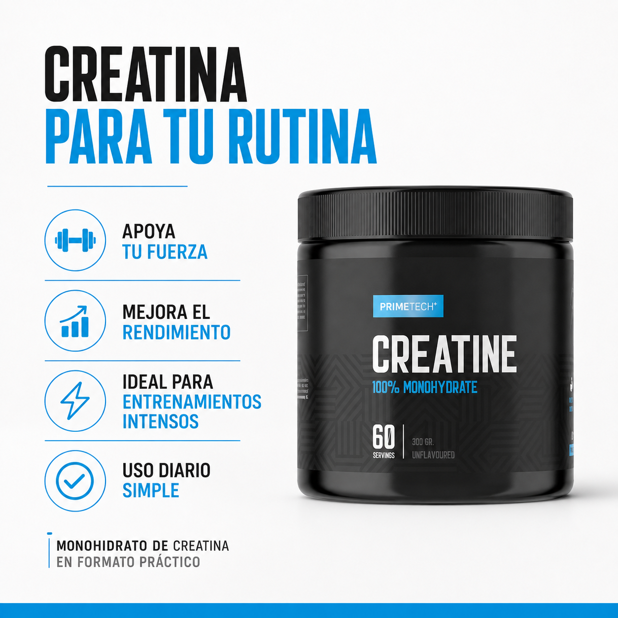 Pack 3 Creatinas Monohidratadas 300 g PrimeTech