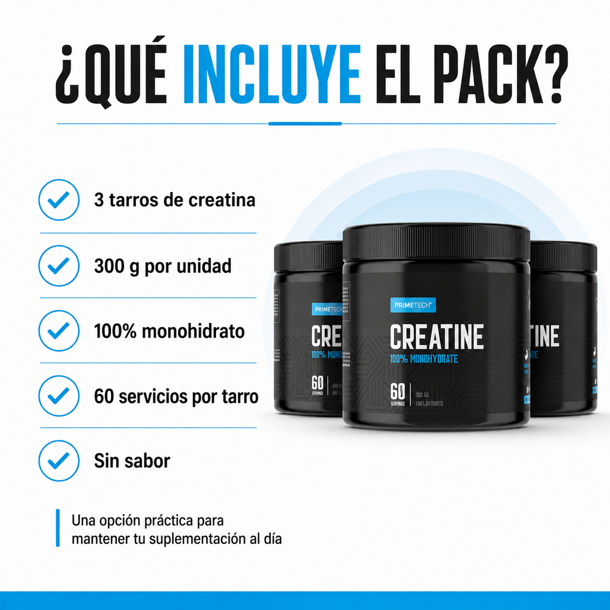 Pack 3 Creatinas Monohidratadas 300 g PrimeTech