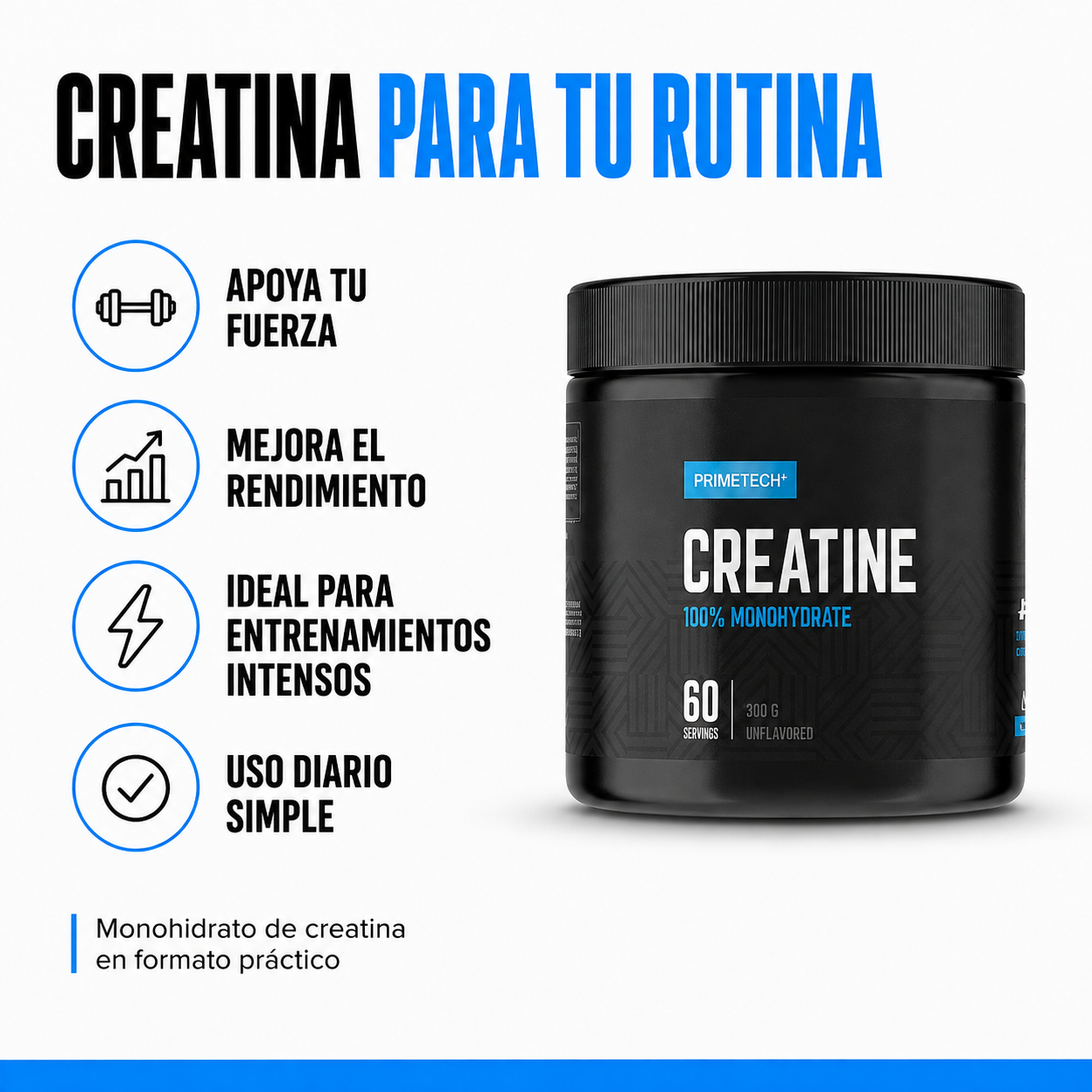 4 CREATINAS MONOHIDRATO 300 GR "PRIMETECH" +  SHAKER DE REGALO + PAR DE CALCETINES RAW