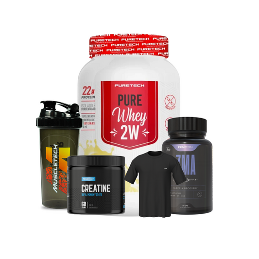 PURETECH 100% PURE WHEY 900 GR + CREATINA 100% MONOHIDRATO 300 GR "PRIMETECH" + ZMA 90 CAPS + POLERA RRASTRO + SHAKER DE REGALO