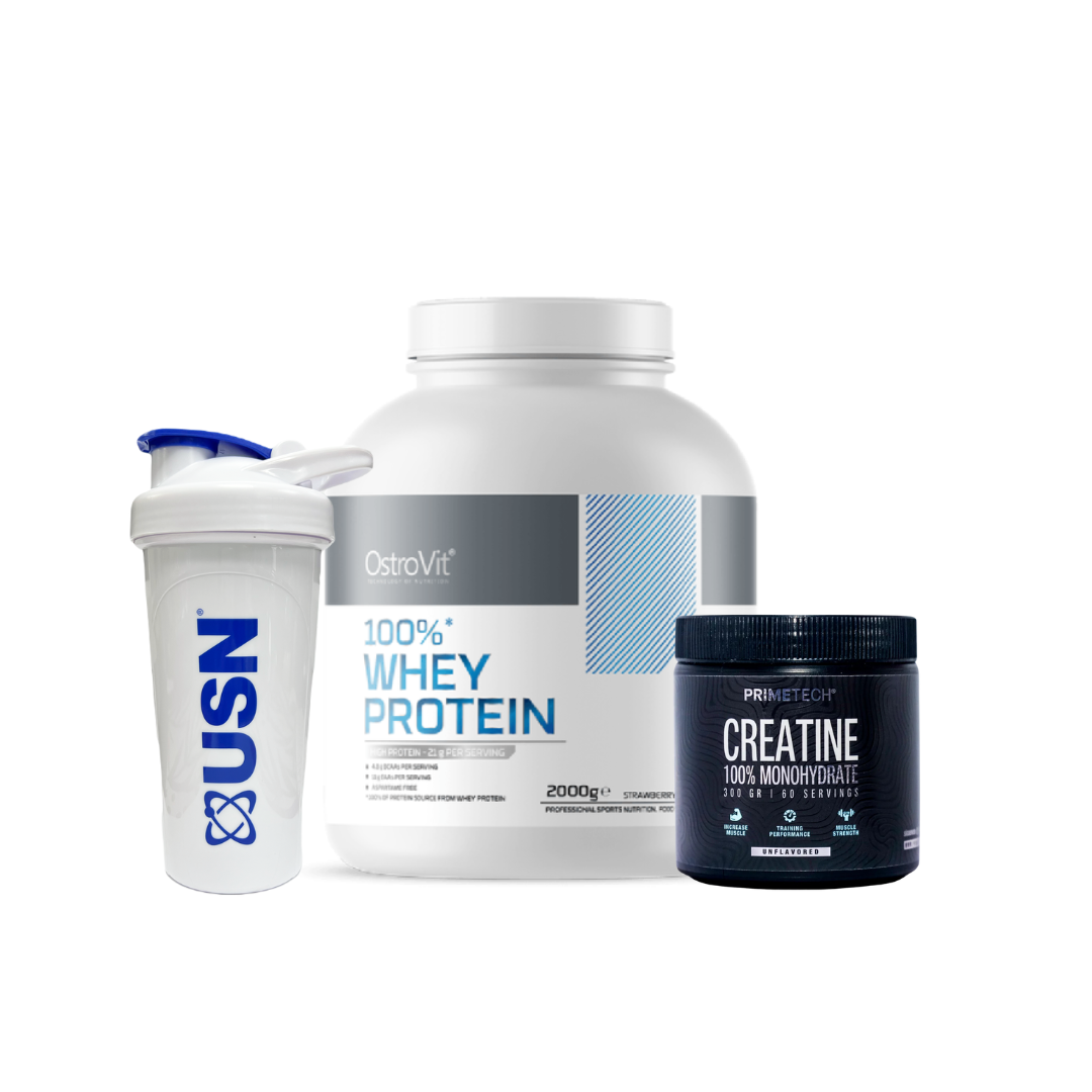 100%WHEYPROTEIN2KG"OSTROVIT"+CREATINAMONOHIDRATO300GR"PRIMETECH"+SHAKERDEREGALO