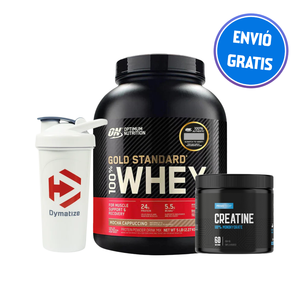 GOLD STANDAR 5 LB "OPTIMUM NUTRITION" + CREATINA MONOHIDRATO 300 GR "PRIMETECH" + SHAKER