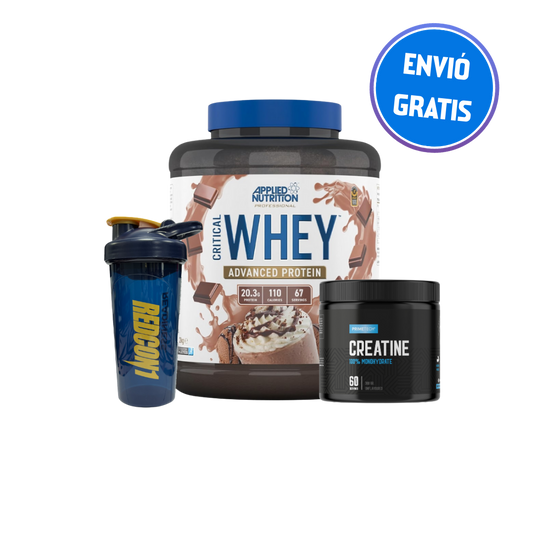CRITICAL WHEY 2 KG "APPLIED NUTRITION" + CREATINA MONOHIDRATO 300 GR "PRIMETECH" + SHAKER DE REGALO