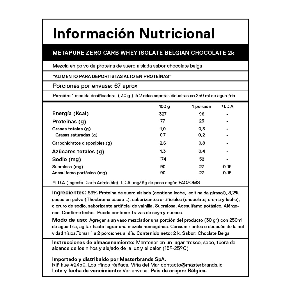 METAPURE WHEY PROTEIN ISOLATE ZERO CARB 2 KG