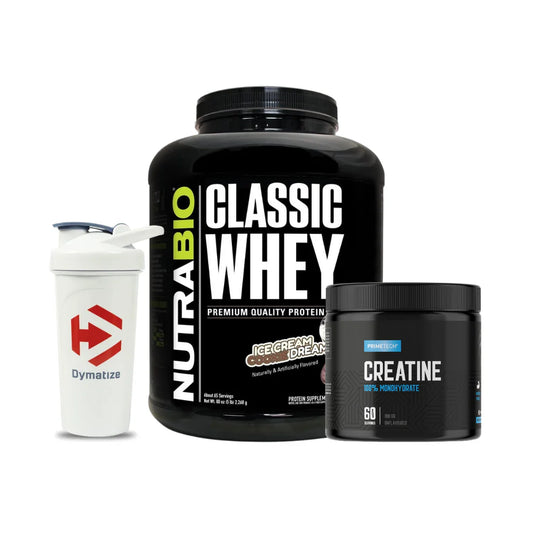 CLASSIC WHEY 5 LB "NUTRABIO" + CREATINA MONOHIDRATO 300 GR "PRIMETECH" + SHAKER DE REGALO