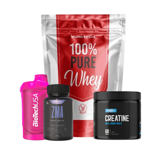 PURETECH 100% PURE WHEY 900 GR + CREATINA 100% MONOHIDRATO 300 GR "PRIMETECH" + ZMA 60 CAPS "PRIMETECH" + SHAKER DE REGALO