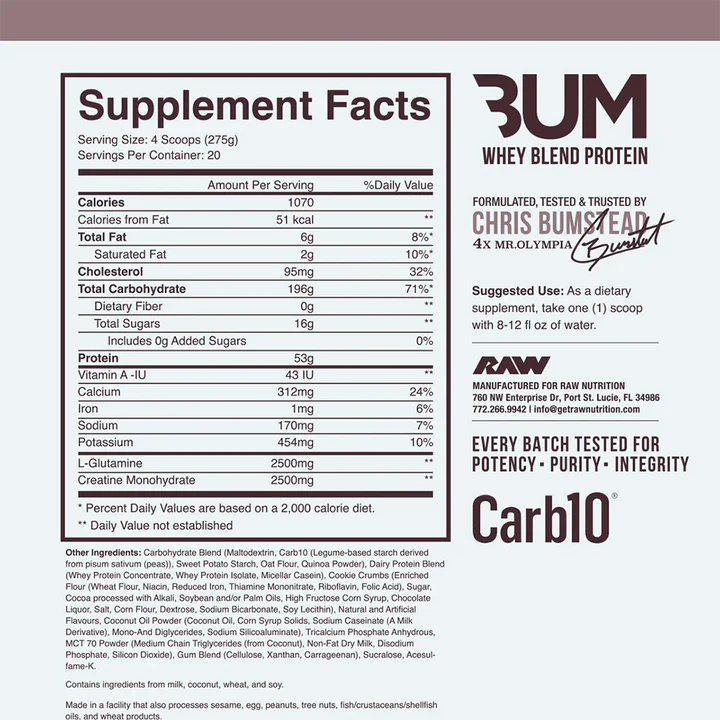 CBUM MASS GAINER 12 LB "RAW"