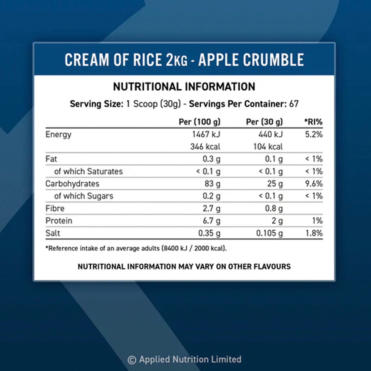 CREAM OF RICE APPLIED NUTRITION 2KG