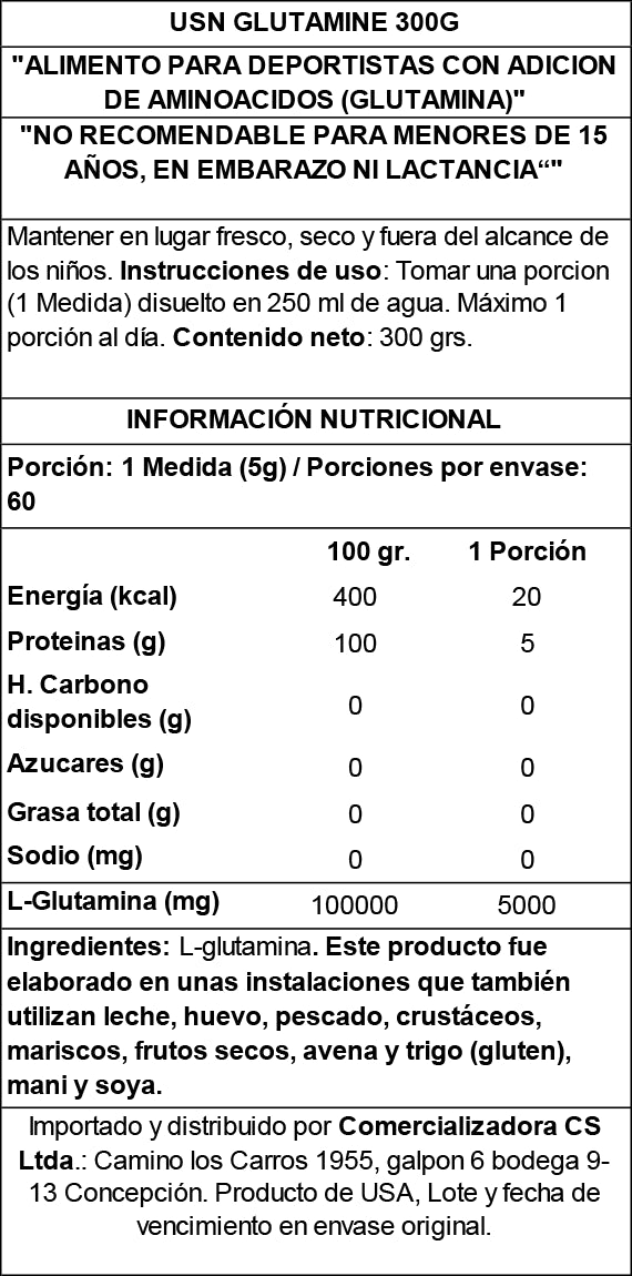 GLUTAMINA MICRONIZADA USN 300 GR SIN SABOR