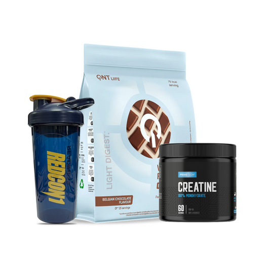 PROTEINA WHEY LIGH DIGEST 500 GR "QNT" + CREATINA MONOHIDRATO 300 GR "PRIMETECH" + SHAKER