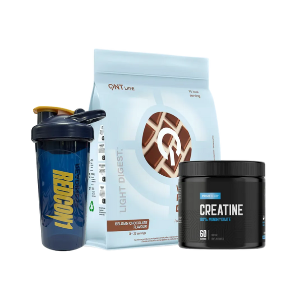 PROTEINA WHEY LIGH DIGEST 500 GR "QNT" + CREATINA MONOHIDRATO 300 GR "PRIMETECH" + SHAKER