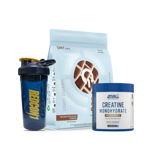 PROTEINA WHEY LIGH DIGEST 500 GR "QNT" + CREATINA MONOHIDRATO 250 GR "APPLIED NUTRITION" + SHAKER"