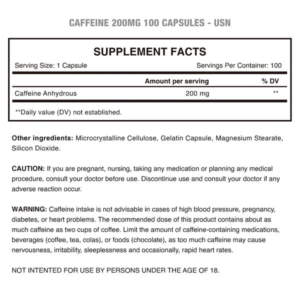 CAFFEINE 200MG "USN" 100 CAPS