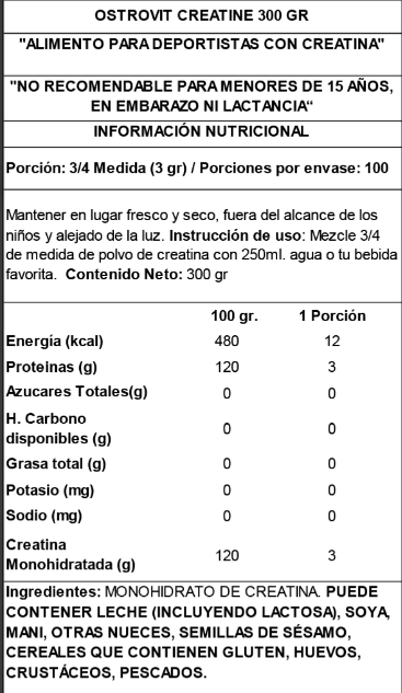 CREATINA MONOHIDRATO OSTROVIT 300 GRS