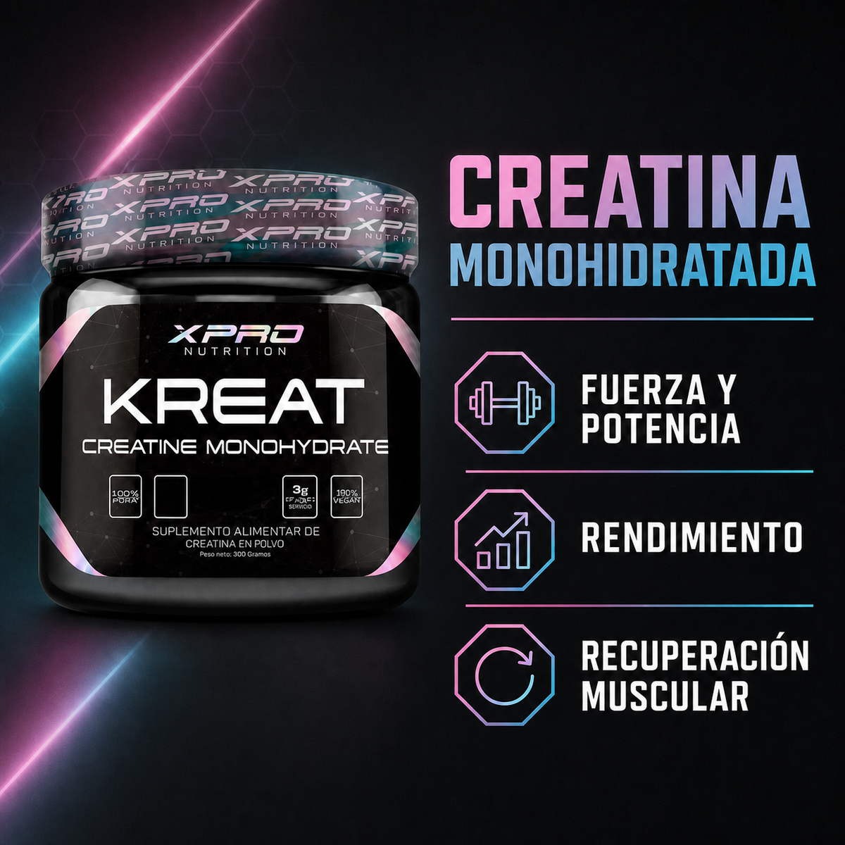 XPRO NUTRITION KREAT CREATINA MONOHIDRATADA 300 GR